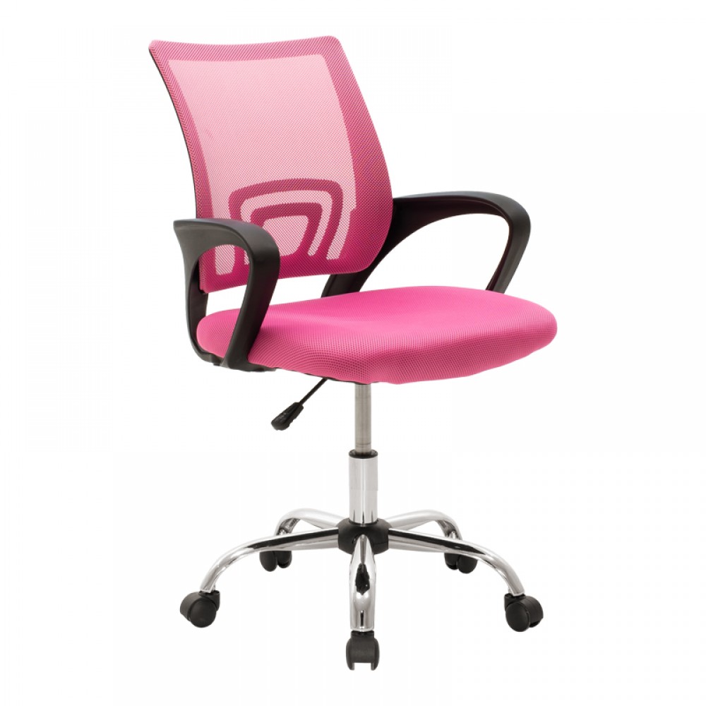 Καρέκλα γραφείου Berto II pakoworld με ανάκλιση ύφασμα mesh σε ροζ απόχρωση 60x48x85-95εκ