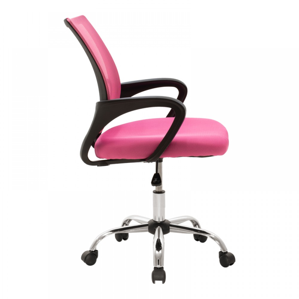 Καρέκλα γραφείου Berto II pakoworld με ανάκλιση ύφασμα mesh σε ροζ απόχρωση 60x48x85-95εκ