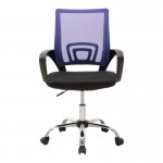 Καρέκλα γραφείου Berto II pakoworld με ανάκλιση ύφασμα mesh σε μπλε-μαύρη απόχρωση και βάση χρωμίου 60x48x85-95εκ