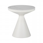 Βοηθητικά τραπέζια Coozlin Inart sintered stone σε απόχρωση λευκό μαρμάρου με λευκό μέταλλο