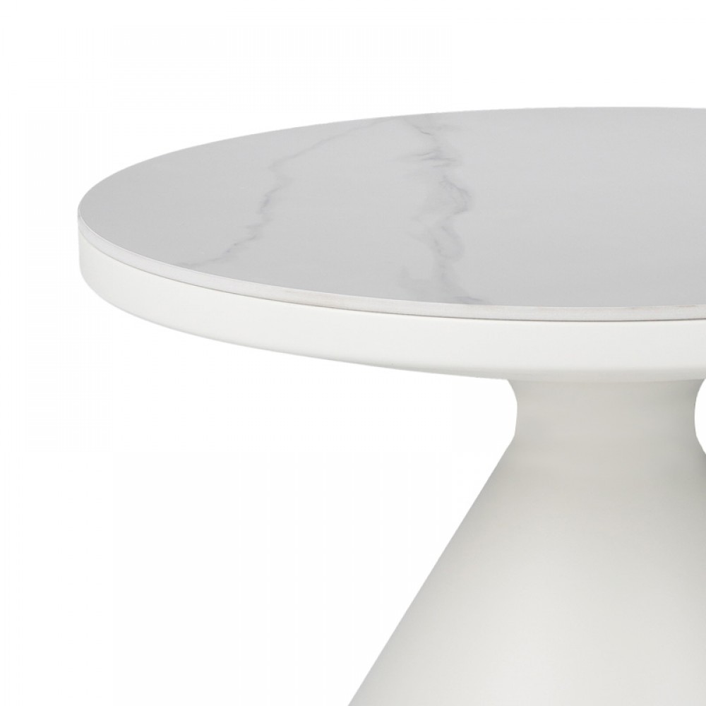 Βοηθητικά τραπέζια Coozlin Inart sintered stone σε απόχρωση λευκό μαρμάρου με λευκό μέταλλο