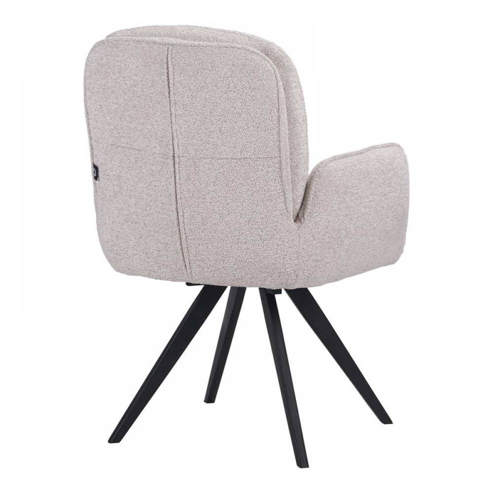 Πολυθρόνα περιστρεφόμενη Novo pakoworld ύφασμα λευκό μπουκλε-πόδια μαύρο μεταλλικό 65.5x60x90εκ