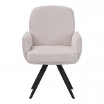 Πολυθρόνα περιστρεφόμενη Novo pakoworld ύφασμα λευκό μπουκλε-πόδια μαύρο μεταλλικό 65.5x60x90εκ