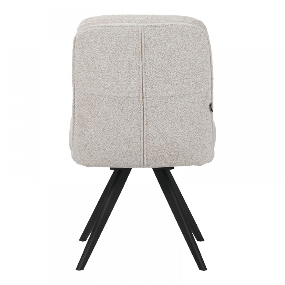 Καρέκλα περιστρεφόμενη Novo pakoworld ύφασμα λευκό μπουκλε-πόδια μαύρο μεταλλικό 65.5x50x90εκ