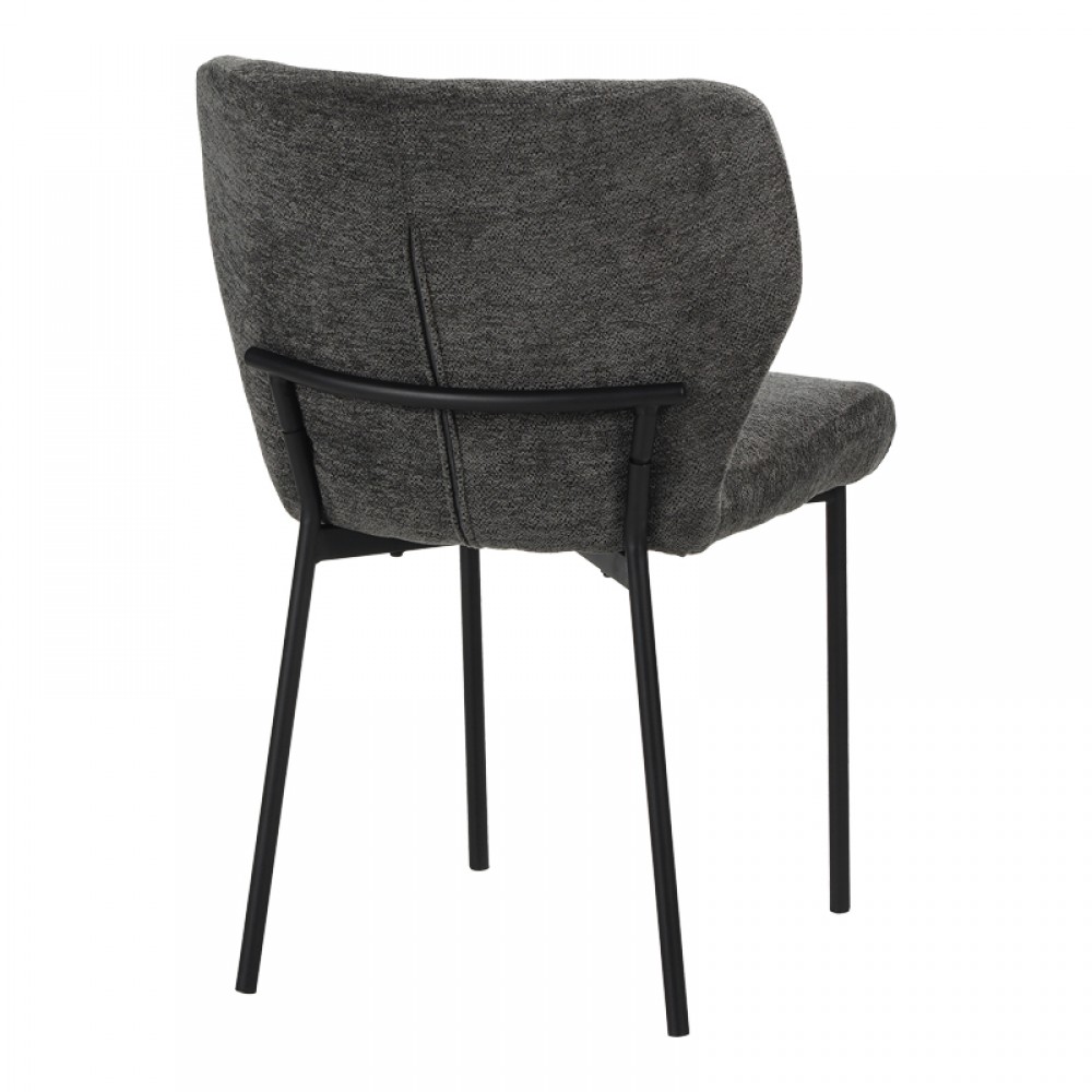 Καρέκλα Mavier pakoworld ανθρακί ύφασμα με πόδια μαύρο μεταλλικό 48x61.5x82εκ