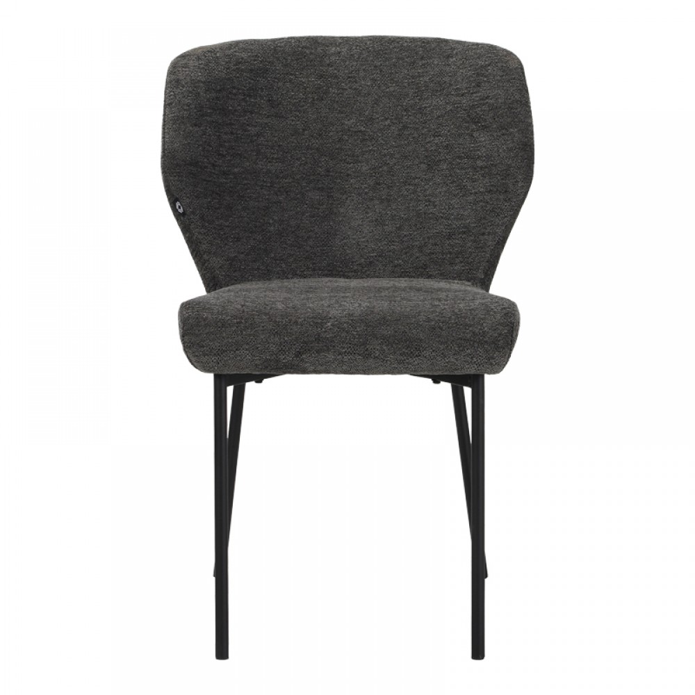 Καρέκλα Mavier pakoworld ανθρακί ύφασμα με πόδια μαύρο μεταλλικό 48x61.5x82εκ