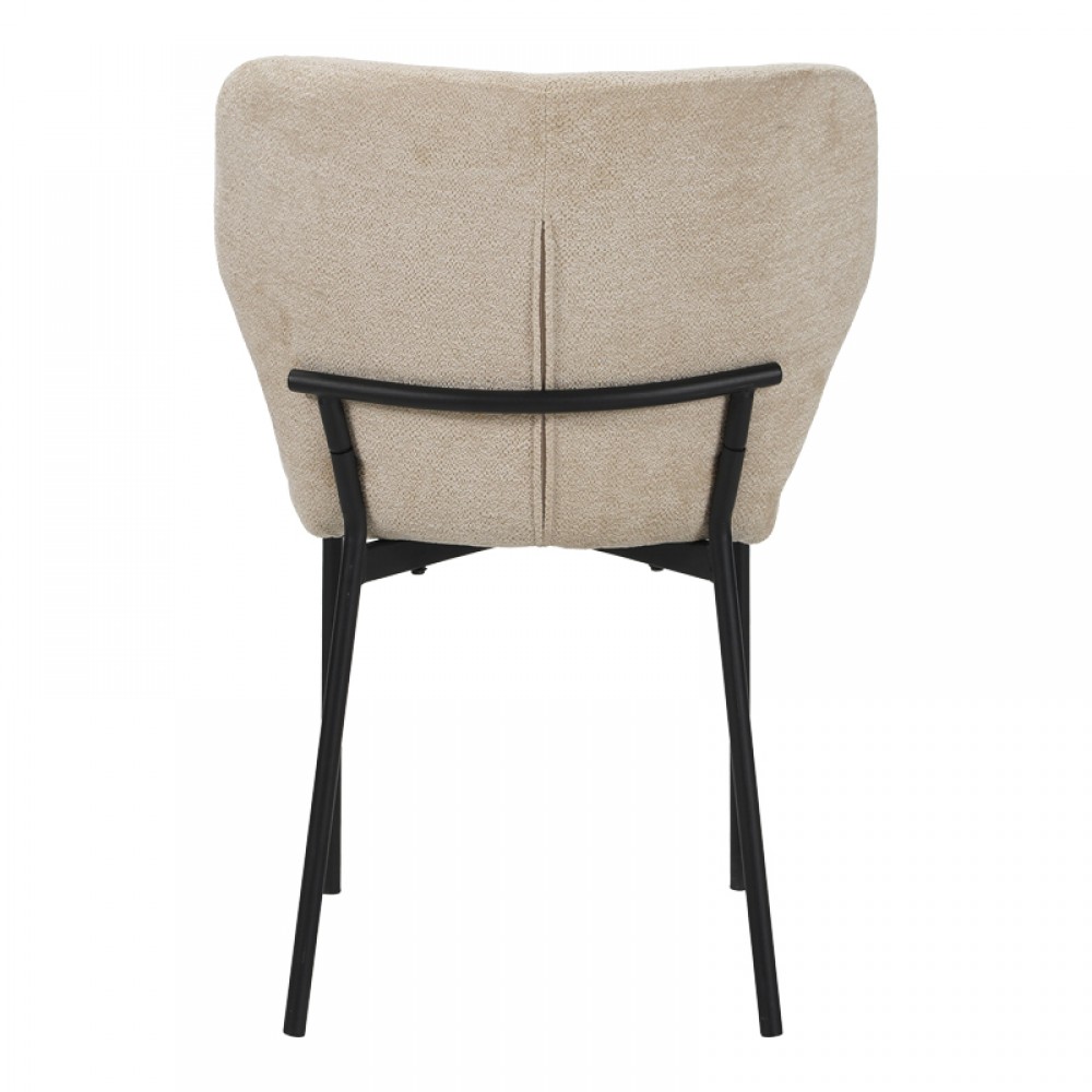 Καρέκλα Mavier pakoworld γκρι μπεζ ύφασμα με πόδια μαύρο μεταλλικό 48x61.5x82εκ