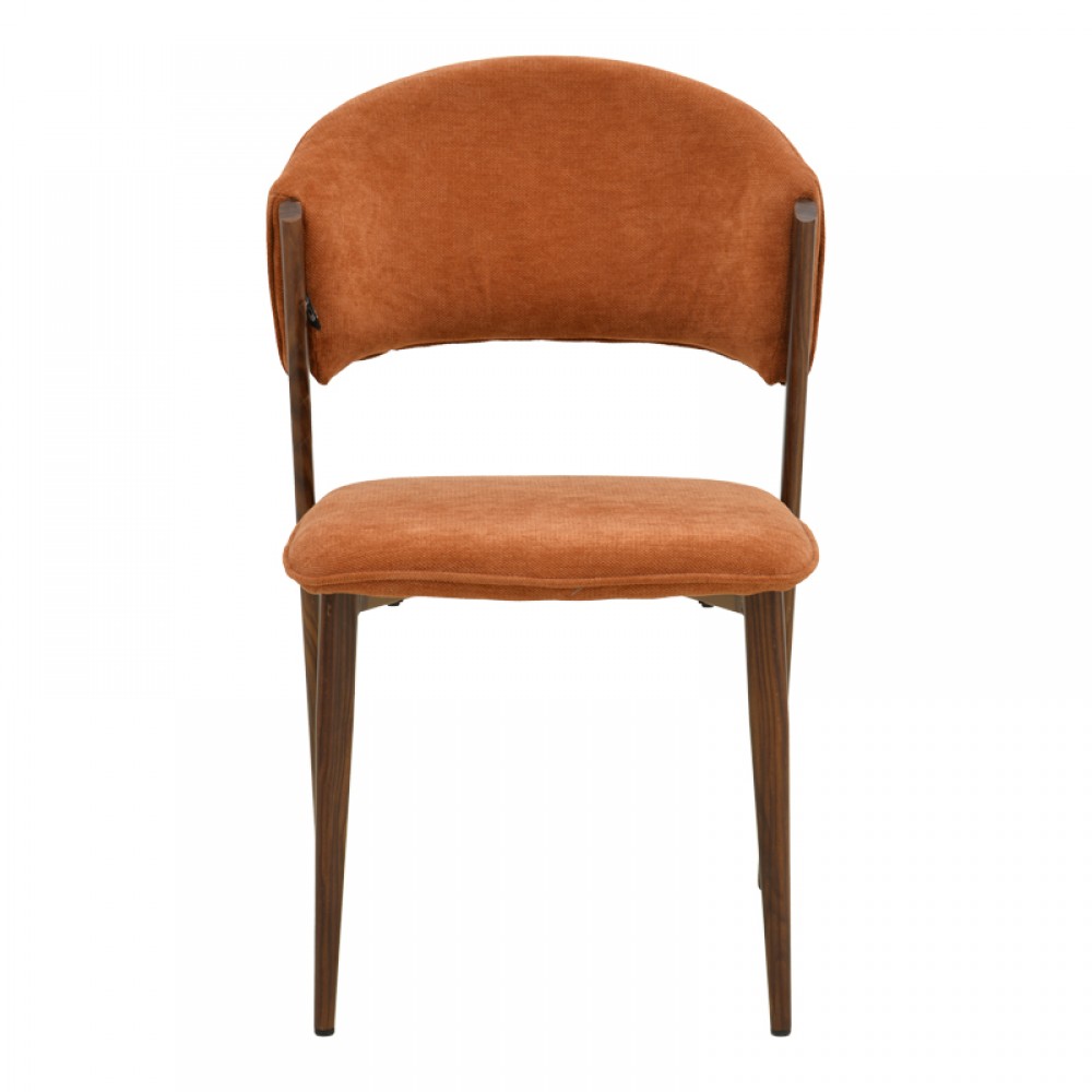 Καρέκλα Dolez pakoworld terracotta ύφασμα-πόδι καρυδί μέταλλο 49x58.5x82εκ