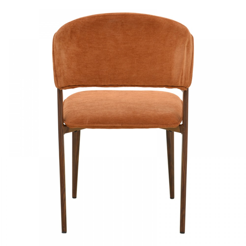 Καρέκλα Dolez pakoworld terracotta ύφασμα-πόδι καρυδί μέταλλο 49x58.5x82εκ