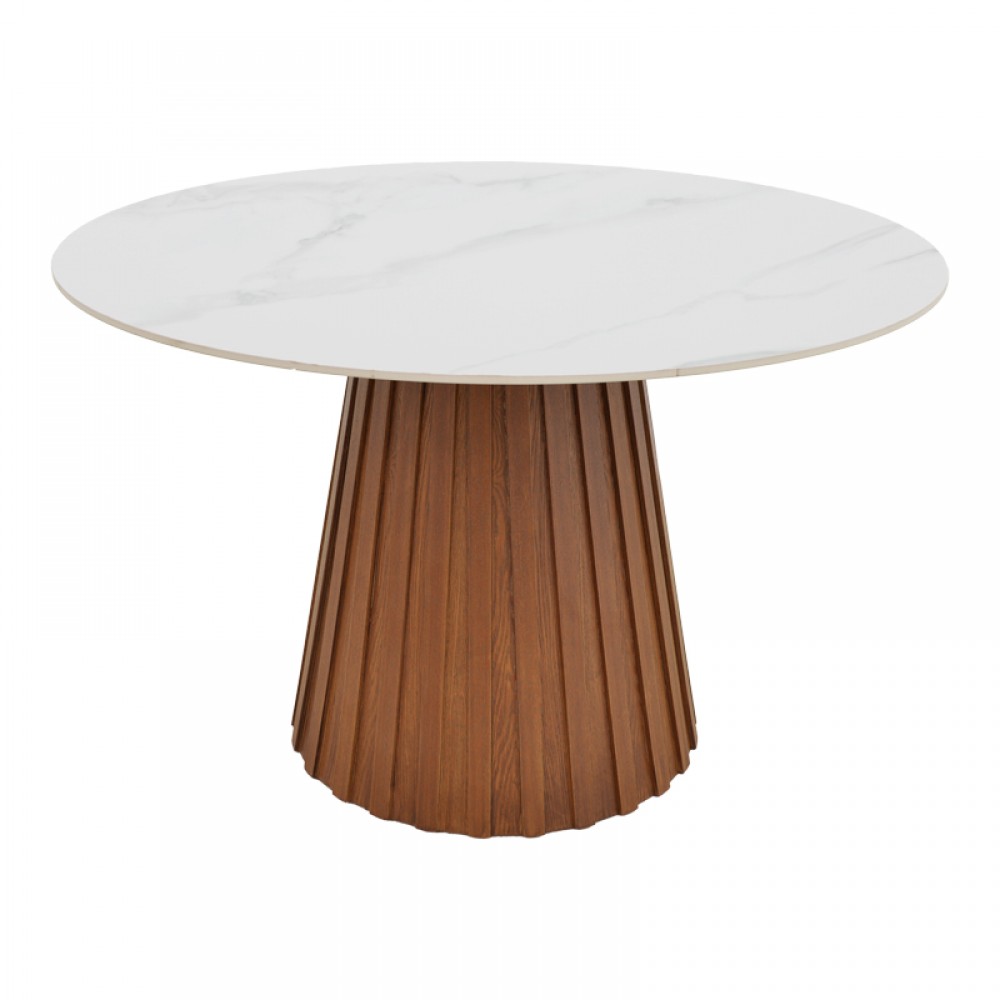 Τραπέζι Franzel pakoworld sintered stone σε όψη μαρμάρου-mdf σε φυσική απόχρωση Φ120x75εκ
