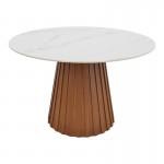 Τραπέζι Franzel pakoworld sintered stone σε όψη μαρμάρου-mdf σε φυσική απόχρωση Φ120x75εκ