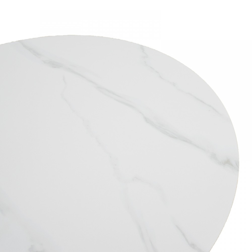 Τραπέζι Franzel pakoworld sintered stone σε όψη μαρμάρου-mdf σε φυσική απόχρωση Φ120x75εκ