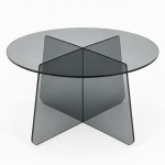 Τραπέζι σαλονιού Cleary pakoworld tempered 8mm γυαλί ανθρακί Φ70x45εκ
