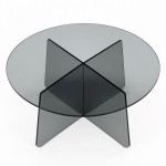 Τραπέζι σαλονιού Cleary pakoworld tempered 8mm γυαλί ανθρακί Φ70x45εκ