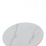 Tραπέζι Balou pakoworld sintered stone σε λευκή απόχρωση με όψη μαρμάρου-βάση λευκό μέταλλο Φ90x73εκ