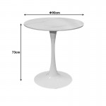 Tραπέζι Balou pakoworld sintered stone σε λευκή απόχρωση με όψη μαρμάρου-βάση λευκό μέταλλο Φ90x73εκ