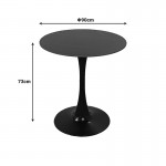 Tραπέζι Balou pakoworld sintered stone σε μαύρη απόχρωση με όψη μαρμάρου-βάση μαύρο μέταλλο Φ90x73εκ