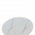 Tραπέζι Balou pakoworld sintered stone σε λευκή απόχρωση με όψη μαρμάρου-βάση λευκό μέταλλο Φ120x73εκ