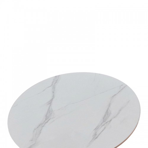 Tραπέζι Balou pakoworld sintered stone σε λευκή απόχρωση με όψη μαρμάρου-βάση λευκό μέταλλο Φ120x73εκ