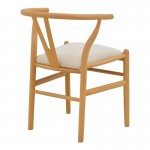 Καρέκλα Wishbone pakoworld rubberwood-ύφασμα σε φυσική-μπεζ απόχρωση 51x58x73εκ