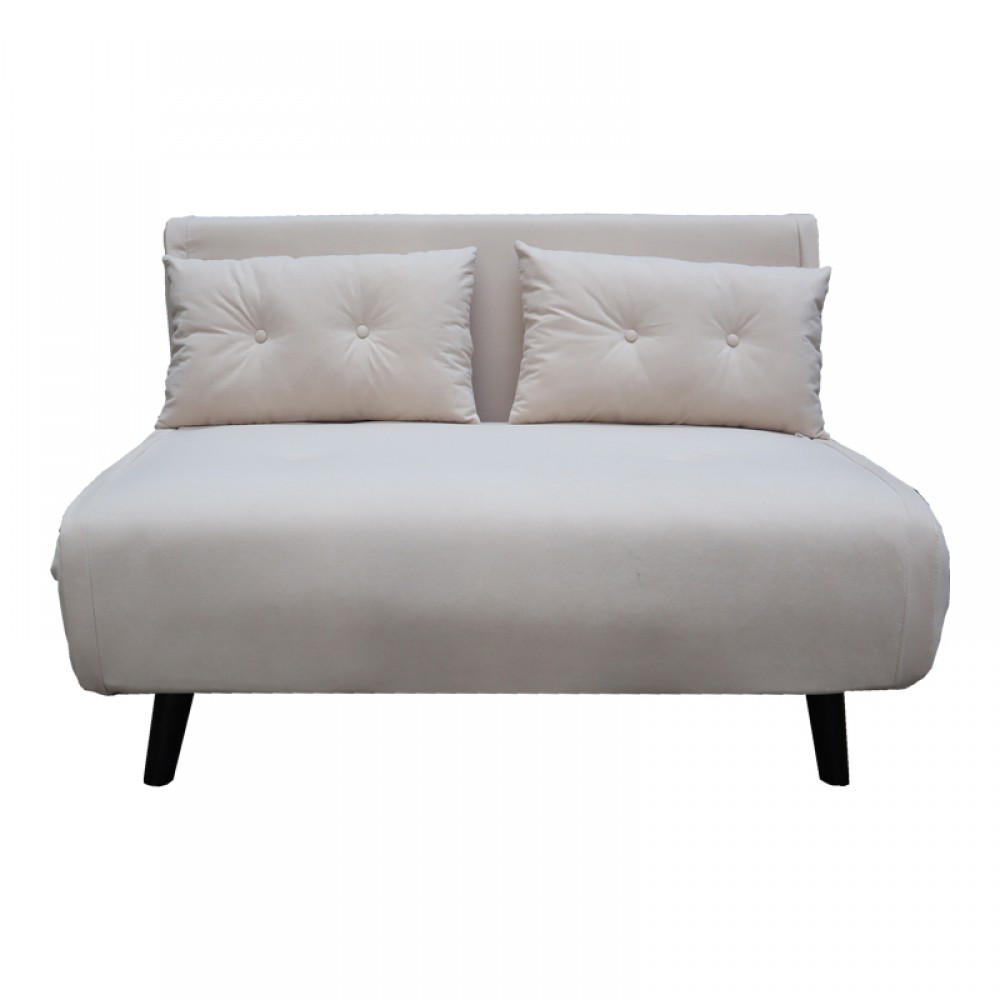 Καναπές-κρεβάτι Josuane I pakoworld διθέσιος βελούδο σε γκρι απόχρωση 122x80x81εκ