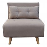 Πολυθρόνα-κρεβάτι Josuane I pakoworld μπεζ ύφασμα και ξύλινο πόδι σε φυσική απόχρωση 77x80x81εκ