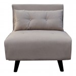 Πολυθρόνα-κρεβάτι Josuane pakoworld γκρι μπεζ βελούδο και ξύλινο πόδι σε μαύρη απόχρωση 78x80x81εκ