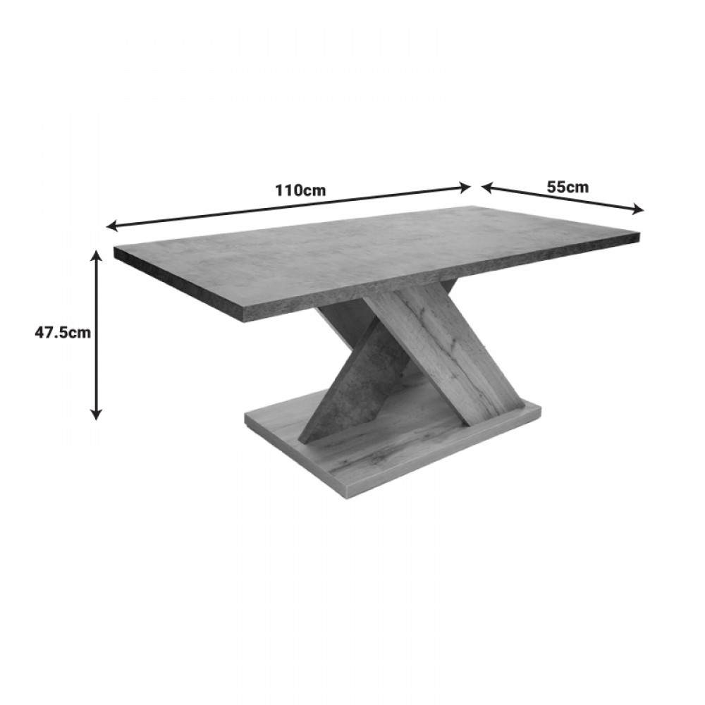 Τραπέζι σαλονιού Solange pakoworld σε γκρι-sonoma απόχρωση 110x55x47.5εκ
