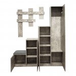 Έπιπλο εισόδου Nenich pakoworld σε γκρι oak απόχρωση 150x37x180εκ