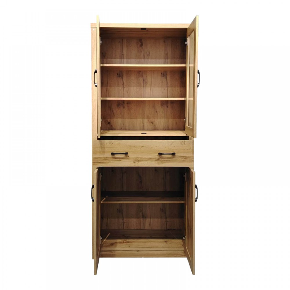 Βιτρίνα-ντουλάπα Nisso pakoworld σε oak απόχρωση 80x40x183.5εκ