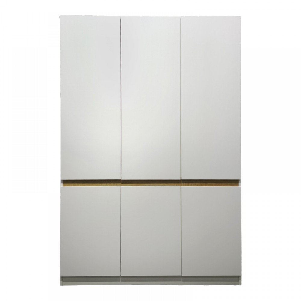 Ντουλάπα τρίφυλλη Merzia pakoworld  sonoma-λευκό 120x46.5x183εκ