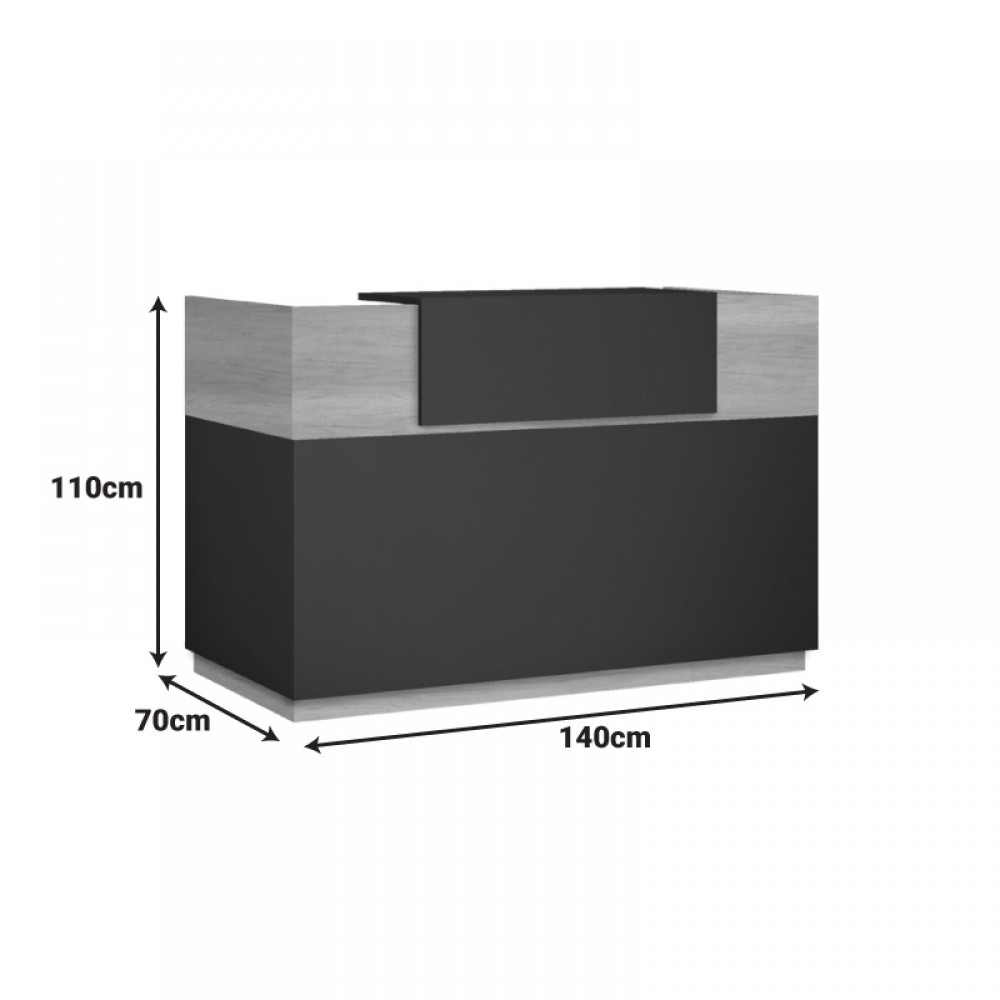 Γραφείο reception Lotus pakoworld σε χρώμα φυσικό - ανθρακί 140x70x110εκ