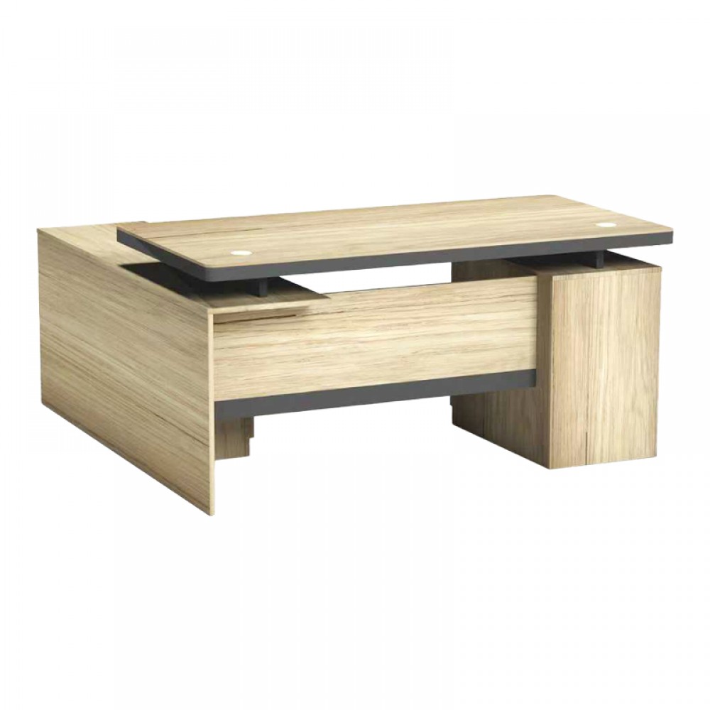 Γραφείο επαγγελματικό Lotus pakoworld με δεξιά γωνία σε φυσική-ανθρακί απόχρωση 200x160x76εκ