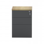 Συρταριέρα επαγγελματική τροχήλατη Lotus pakoworld 3ων συρταριών σε φυσική-ανθρακί απόχρωση 40x44x61εκ