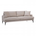 Καναπές 2θέσιος Fortune pakoworld βελούδο μπεζ-μαύρο 175x90x88εκ