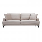 Καναπές 2θέσιος Fortune pakoworld βελούδο μπεζ-μαύρο 175x90x88εκ