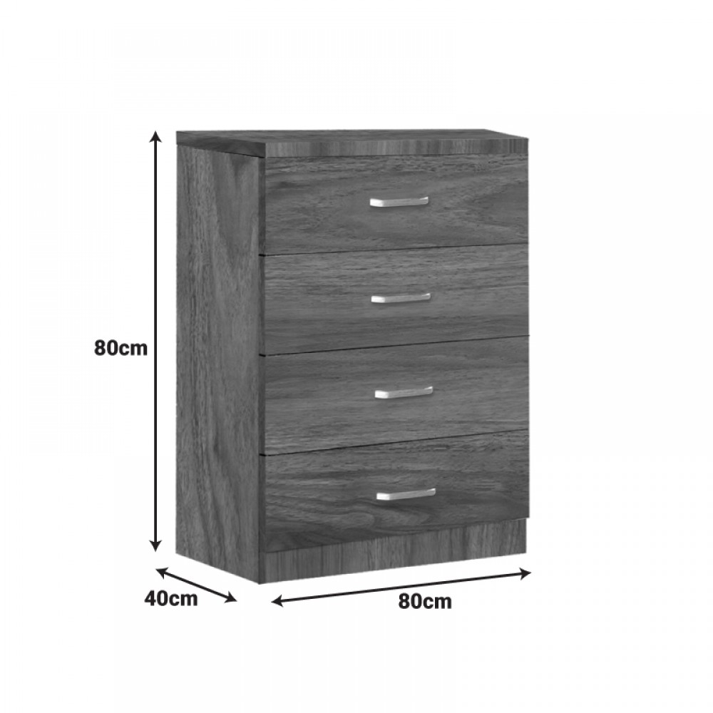 Συρταριέρα Killian pakoworld με 4 συρτάρια καρυδί 80x40x80εκ