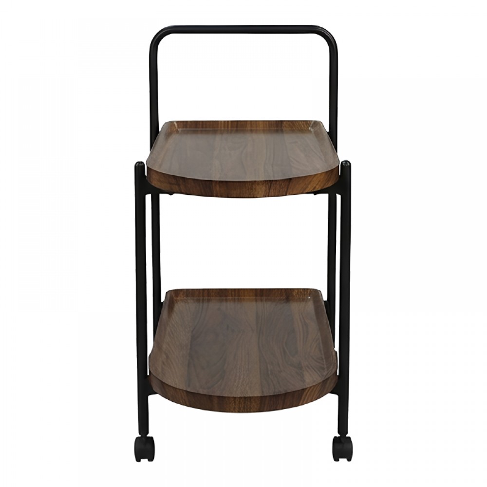 Βοηθητικό τραπέζι Whelea pakoworld τροχήλατο mdf-μέταλλο καρυδί-μαύρο 40x60x69εκ