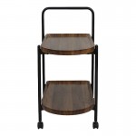 Βοηθητικό τραπέζι Whelea pakoworld τροχήλατο mdf-μέταλλο καρυδί-μαύρο 40x60x69εκ