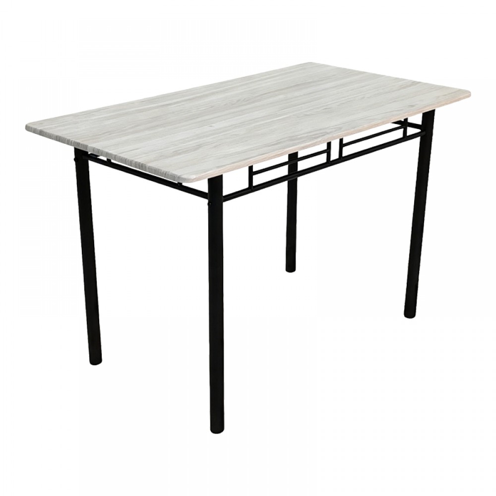 Τραπεζαρία Roza pakoworld σετ 5τμχ mdf sonoma με μεταλλικό μαύρο πόδι 120x65x75εκ