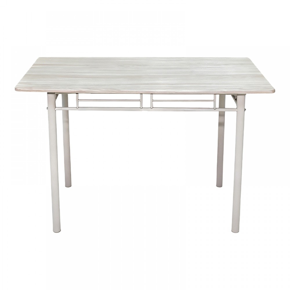 Τραπεζαρία Roza pakoworld σετ 5τμχ mdf sonoma με μεταλλικό λευκό πόδι 110x60x75εκ