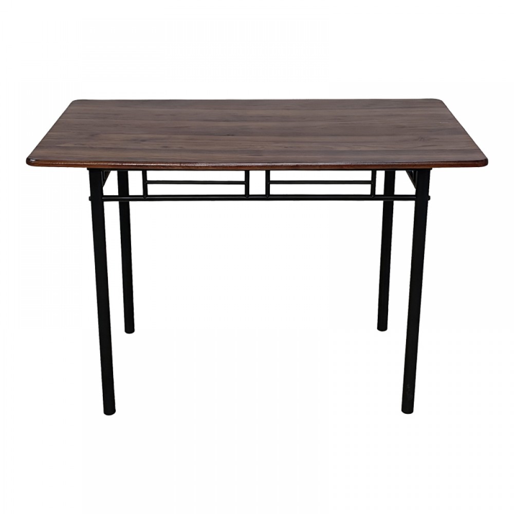 Τραπεζαρία Roza pakoworld σετ 5τμχ mdf καρυδί με μεταλλικό μαύρο πόδι 110x60x75εκ