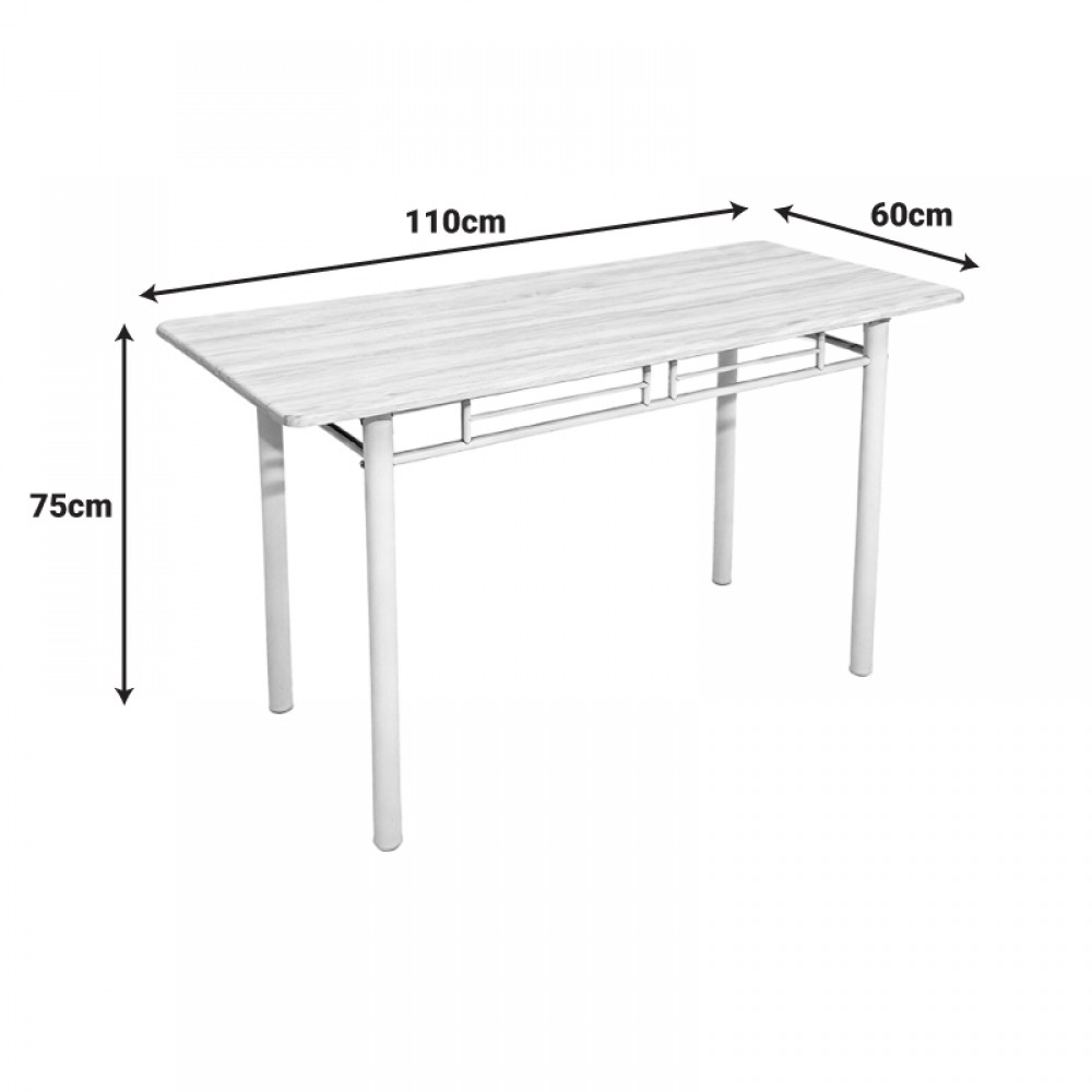 Τραπεζαρία Roza pakoworld σετ 5τμχ mdf καρυδί με μεταλλικό μαύρο πόδι 110x60x75εκ