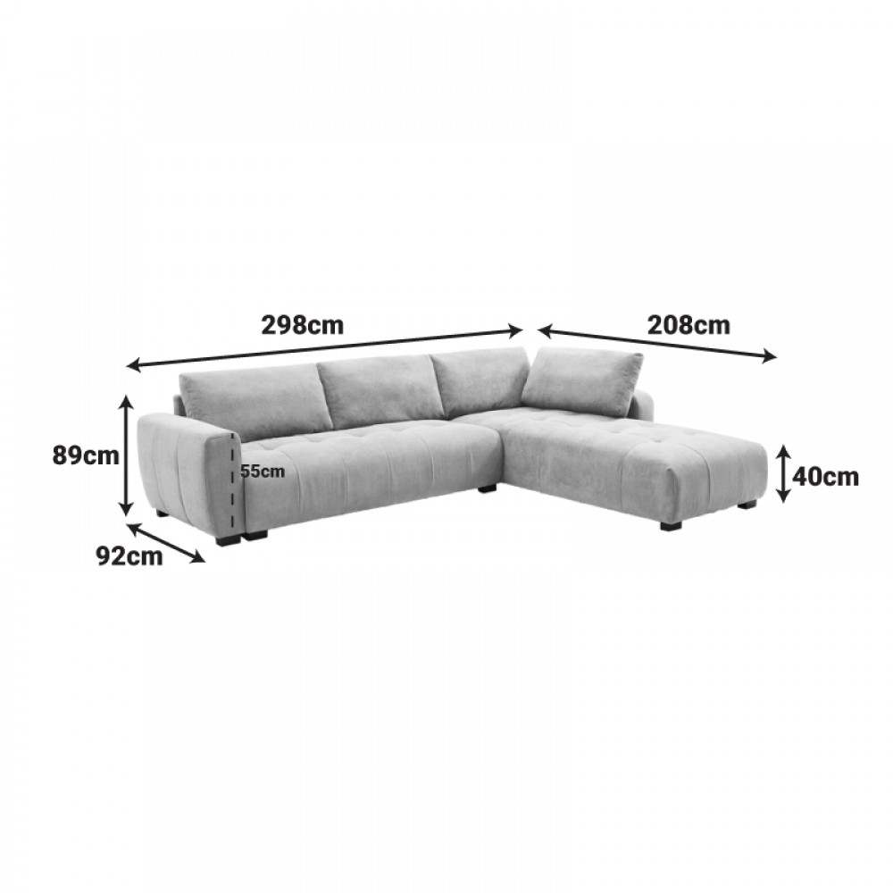 Γωνιακός καναπές Gianco pakoworld αναστρέψιμος ύφασμα μπεζ 298x208x85εκ