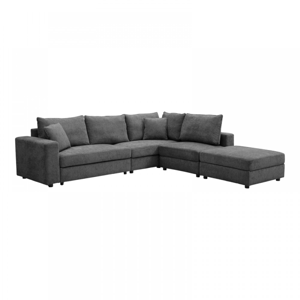 Πολυμορφικός καναπές Navaro pakoworld ύφασμα ανθρακί 281x256x85εκ