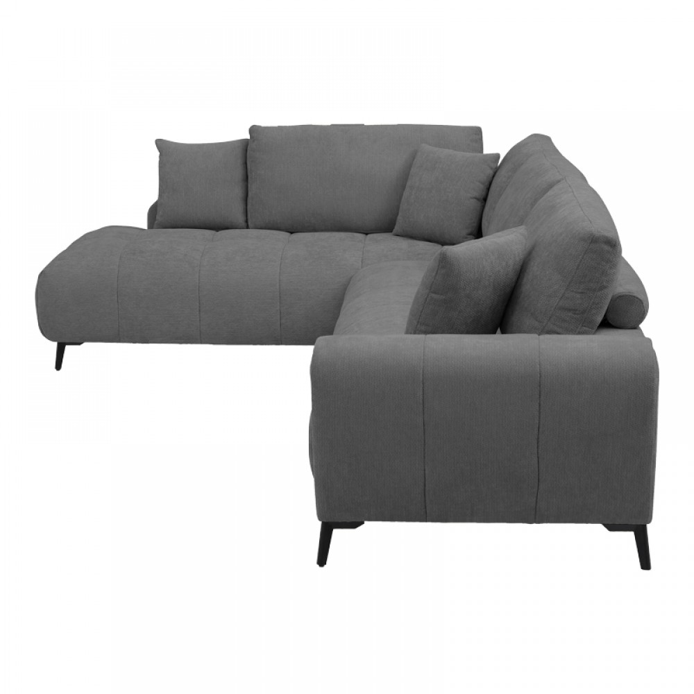 Γωνιακός καναπές Veneto pakoworld αριστερή γωνία ανθρακί ύφασμα 298x208x85εκ