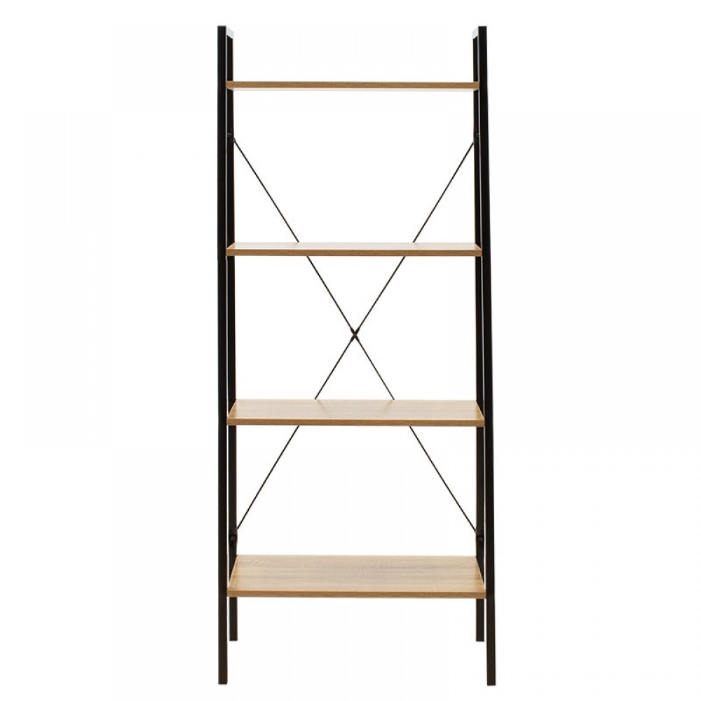 Βιβλιοθήκη- Ραφιέρα Ramon pakoworld φυσικό-μαύρο 60x23x145,5εκ