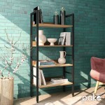 Βιβλιοθήκη Ramon pakoworld φυσικό-μαύρο 60x28x125,5εκ