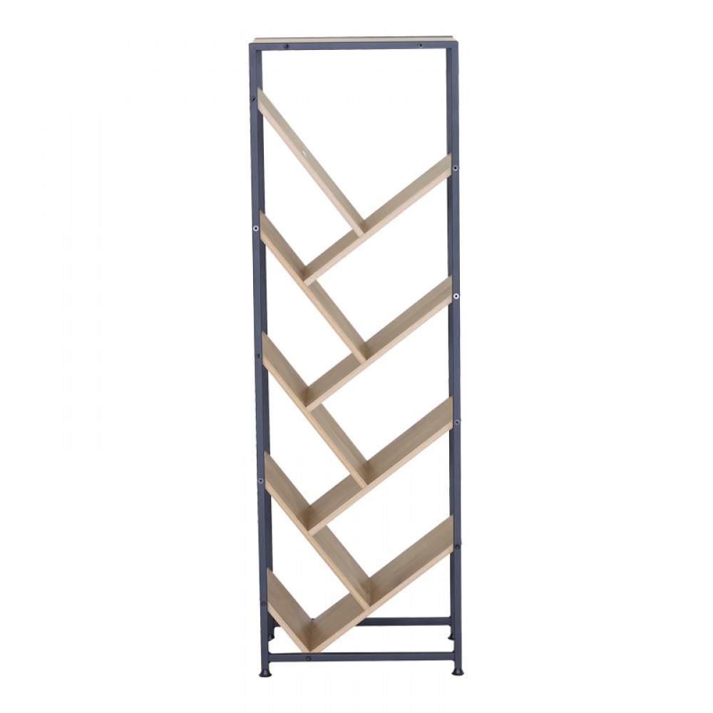 Βιβλιοθήκη Orunta pakoworld oak- μαύρο μέταλλο 40x26.5x125εκ