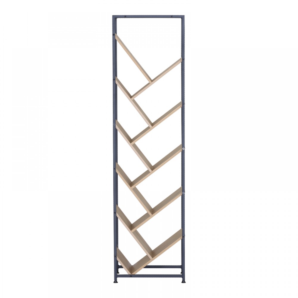 Βιβλιοθήκη Orunta pakoworld oak- μαύρο μέταλλο 40x26.5x150εκ